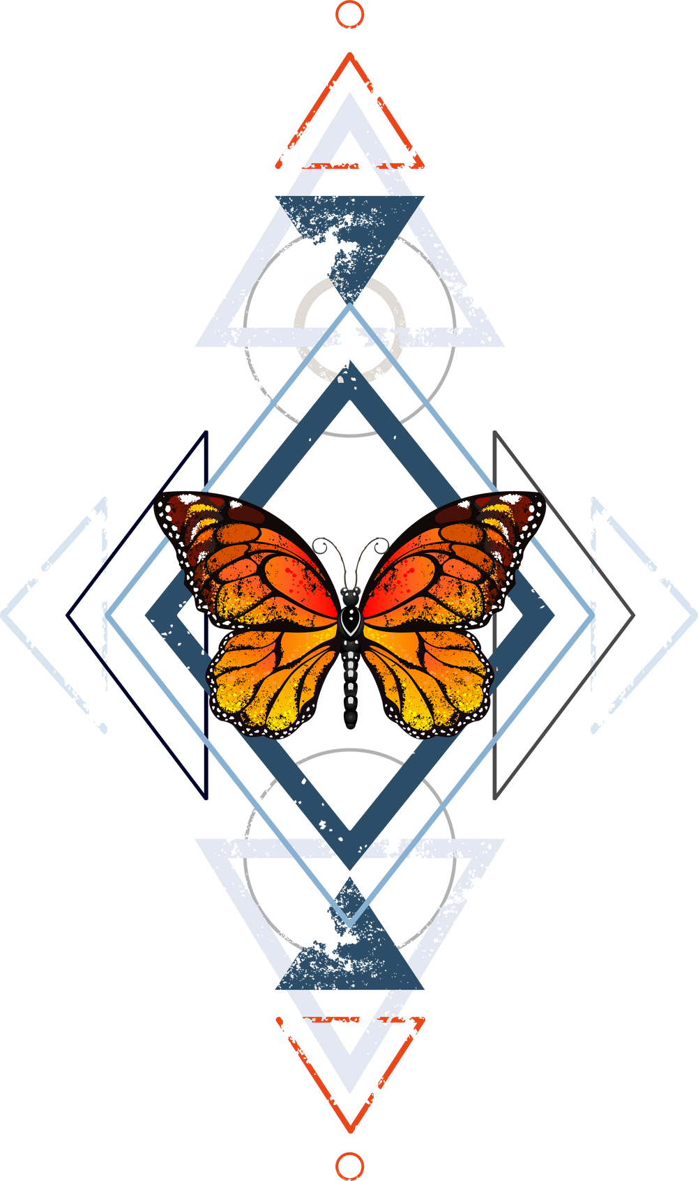 Geometric Pattern with Monarch Butterflies